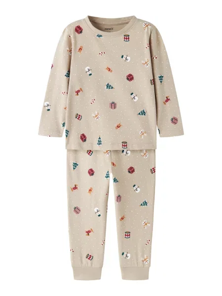 NAME IT Pijamale NMNVISMAS bej / verde pin / roşu închis alb