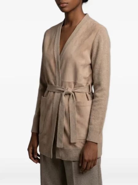 Cardigan Max Mara din piele de căprioară