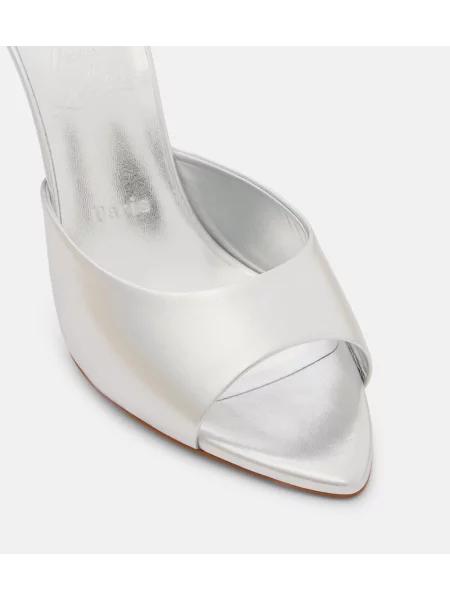 Kožené mules Christian Louboutin strieborná