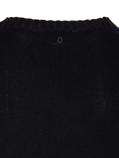 Pulover Dondup de lână cu decolteu în U negru
