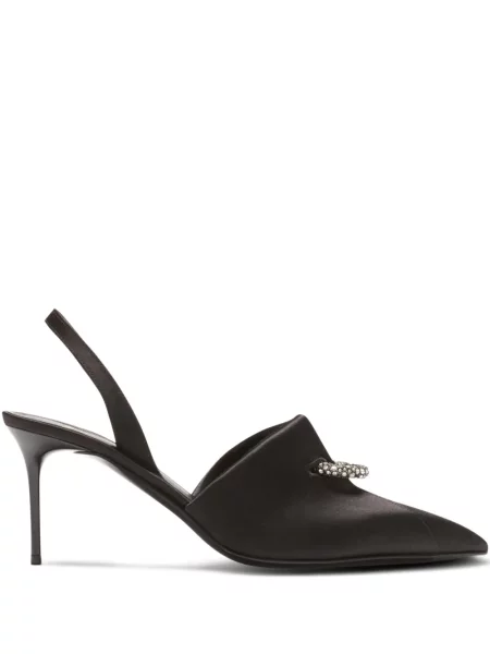 Pantofi cu toc Balmain din satin negru