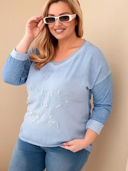 Bluză Kesi Włoski cu perle alb