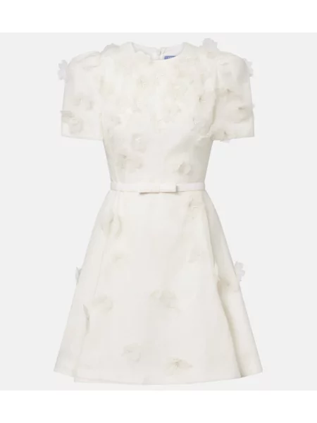 Rochie Leo Lin de in cu model floral alb