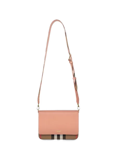 Geantă Burberry din piele în carouri roz