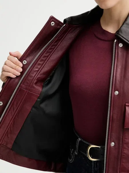 Кожаная куртка Rag & Bone бордовая