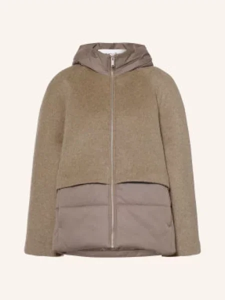 Opus Prošívaná Bunda Halenkos Z Kombinace Materiálů černošedá / khaki