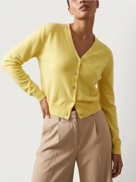 Класичний кардиган на ґудзиках жовтий