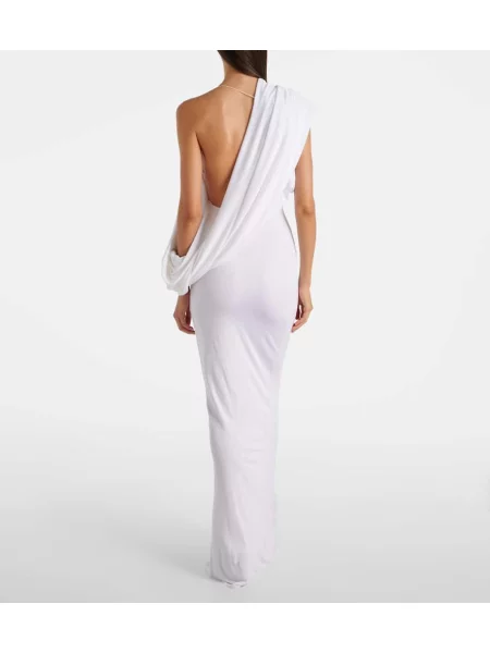 Rochie maxi Christopher Esber din jerseu drapată de costum alb