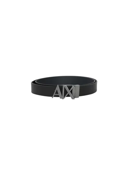 Pasek Armani Exchange skórzany z autografem czarny