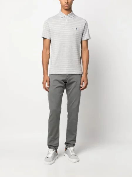 Kūginis vienakrūtis dryžuotos chinos kelnes Polo Ralph Lauren balta