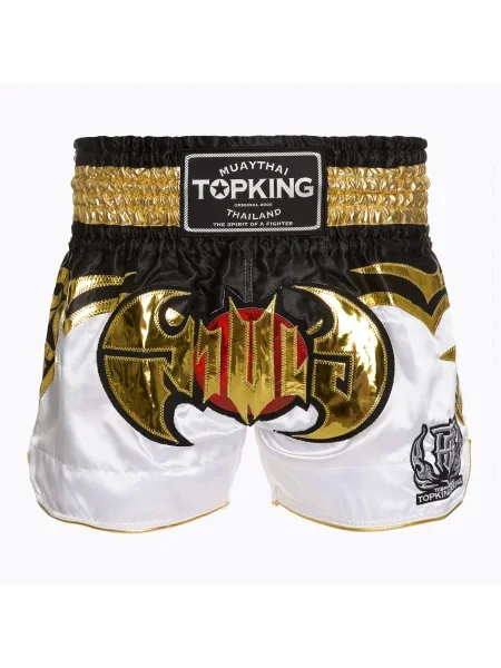 Top King Kickboxing многоцветни тренировъчни шорти бяло