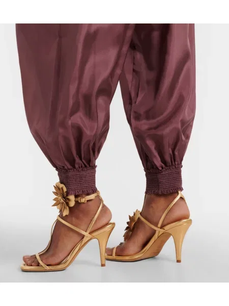 Pantaloni Zimmermann de mătase bordo