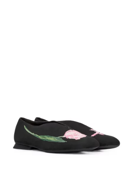 Balerini Camper cu model floral cu imagine negru