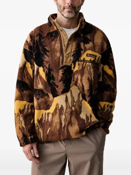 Hanorac din fleece Columbia din fleece cu imagine maro