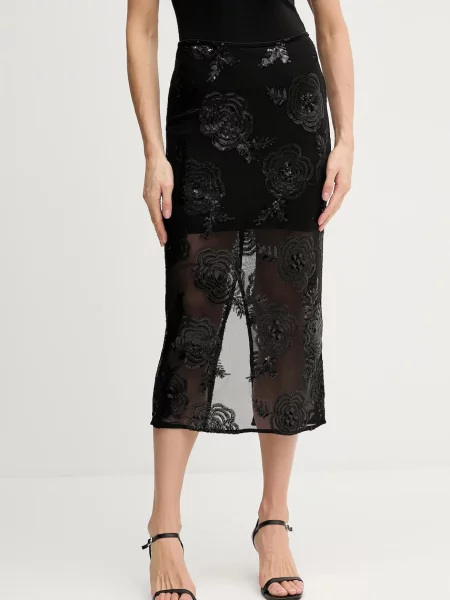 Rotate fustă midi creion negru