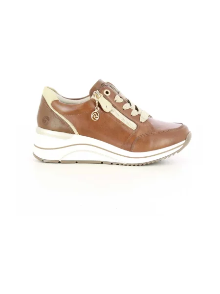 Lniane sneakersy Remonte brązowe