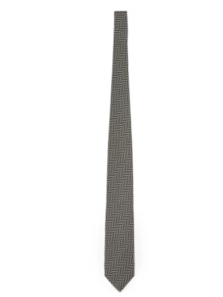 Cravată Tom Ford cu model herringbone negru