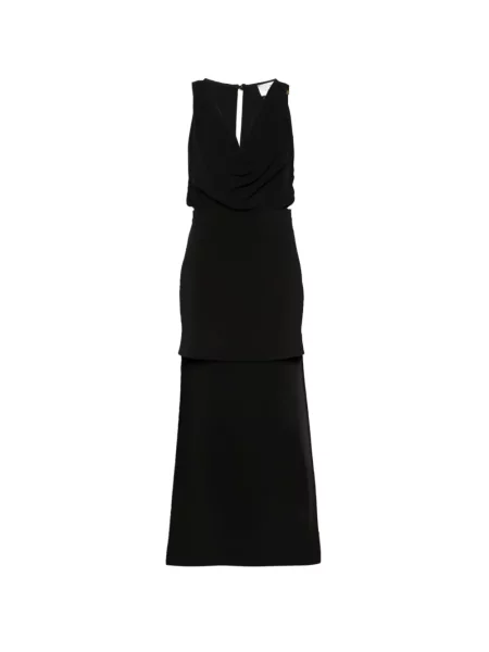 Rochie fără mâneci Elisabetta Franchi fără mâneci asimetrică de costum negru