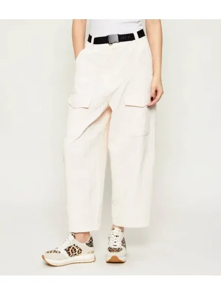 Liu Jo Sport Pantaloni cargo z paskiem | Loose fit bej