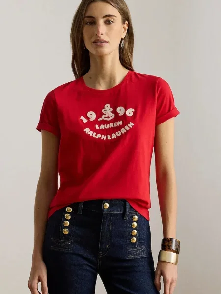 Lauren Ralph Lauren majica za žene od pamuka crvena