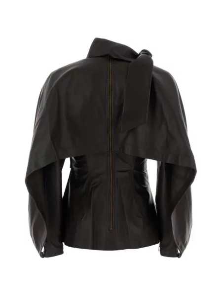 Top Zimmermann din piele drapat negru