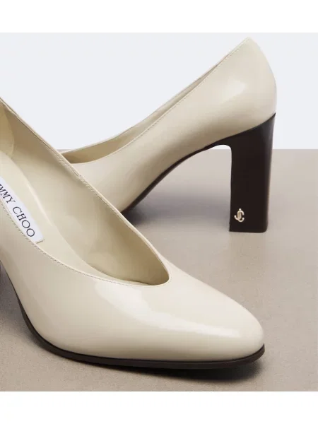 Kožené lakované lodičky Jimmy Choo biela