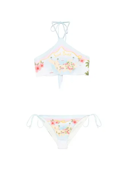 Bikini Mc2 Saint Barth cu imagine cu gât halter albastru