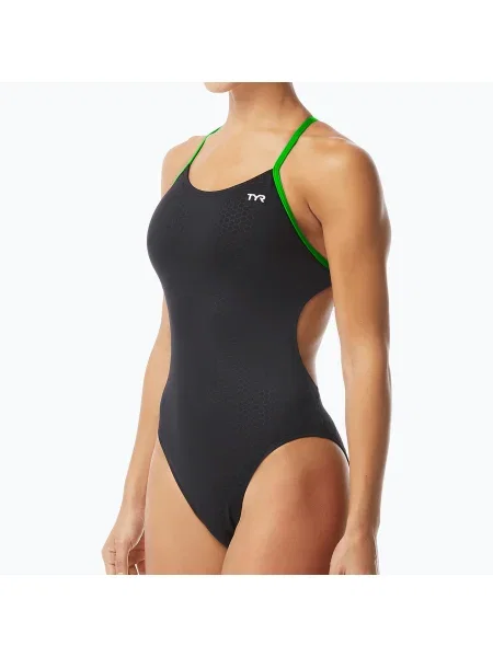 Costum de baie dintr-o bucată pentru femei TYR Hexa Cutoutfit black/green negru