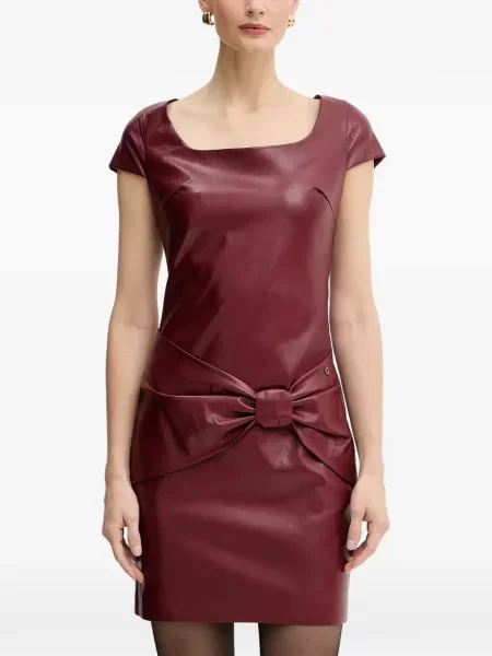 Мини рокля Guess с панделка червено