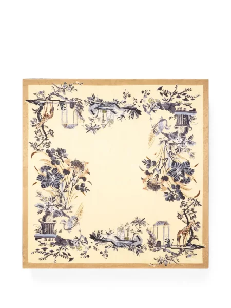 Fular Etro cu model floral din jacard galben