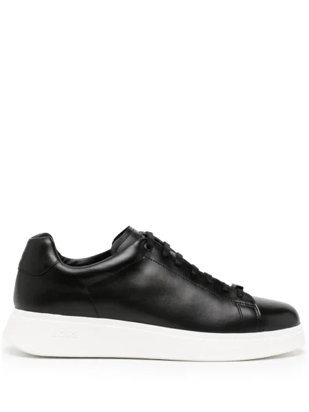 Sneakerși Boss cu șireturi din piele negru