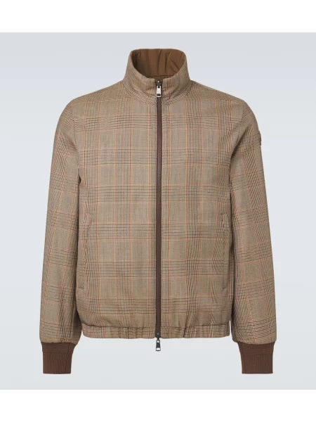 Reversibil geacă Moncler de lână maro