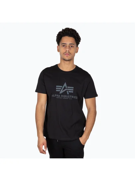 Tricou pentru bărbați Alpha Industries Basic Rainbow Reflective black negru