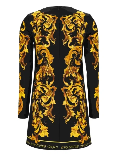 Костюм дънкова рокля Versace Jeans Couture с принт до коляното черно