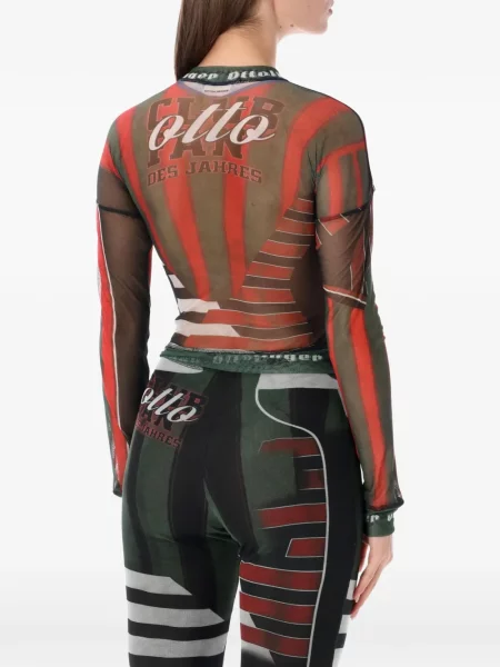 Lung tricou Ottolinger cu imagine verde