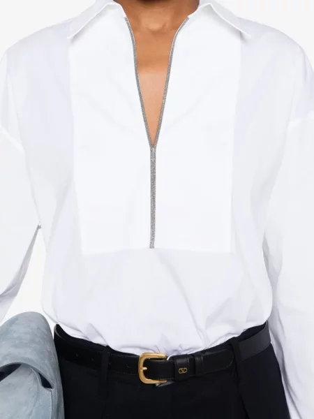 Bluză Brunello Cucinelli cu decolteu în V alb