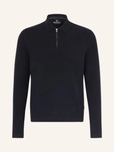 Barbour Pletené Polo Tričko tmavě modrá