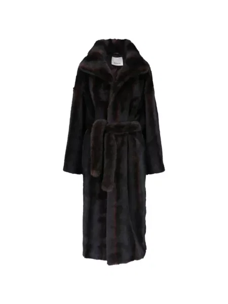 Palton de blană The Frankie Shop cu blană maro