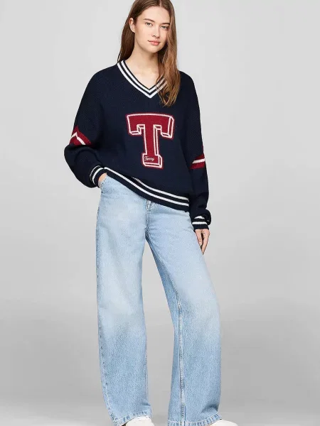 Джинси Tommy Jeans на завʼязках сині