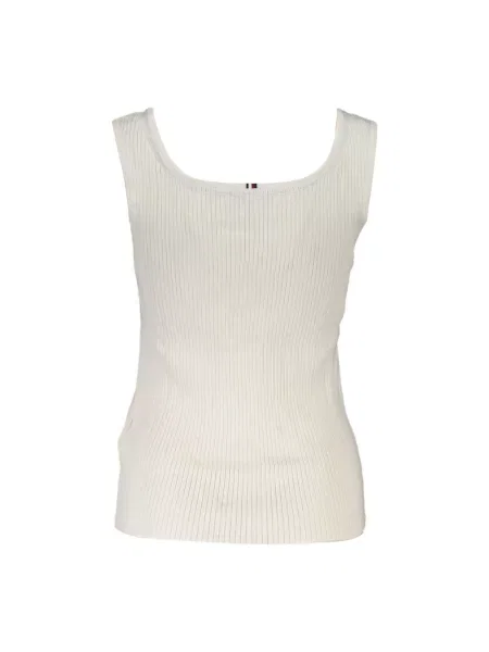 Lniany top Tommy Hilfiger na szerokie ramiączka biały