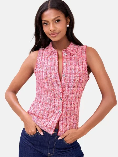 Lipsy Vestă tricotată portocaliu / roz pitaya / roz deschis alb