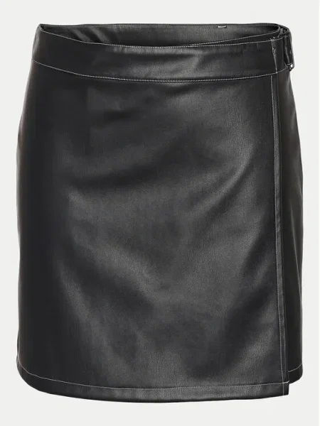 Noisy May Fustă din imitație de piele Mandy negru