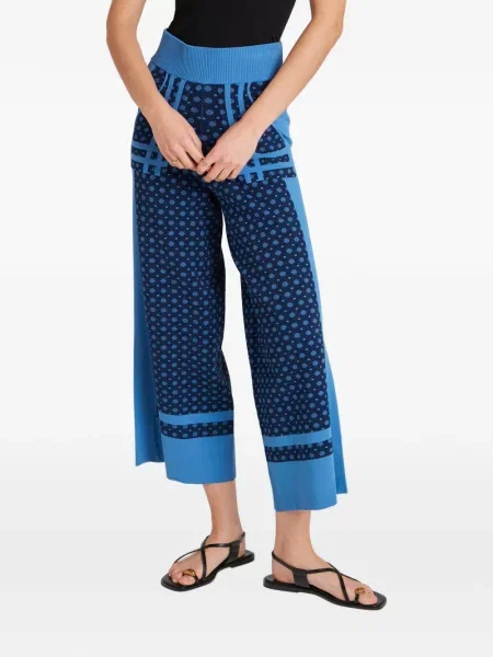 Pantaloni Temperley London cu model floral cu imagine albastru