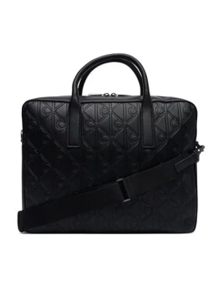 Calvin Klein Aktovka Emblem Aop Deboss crna