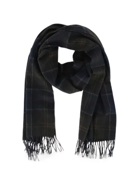 Vlněný kostkovaný šál Barbour modrý