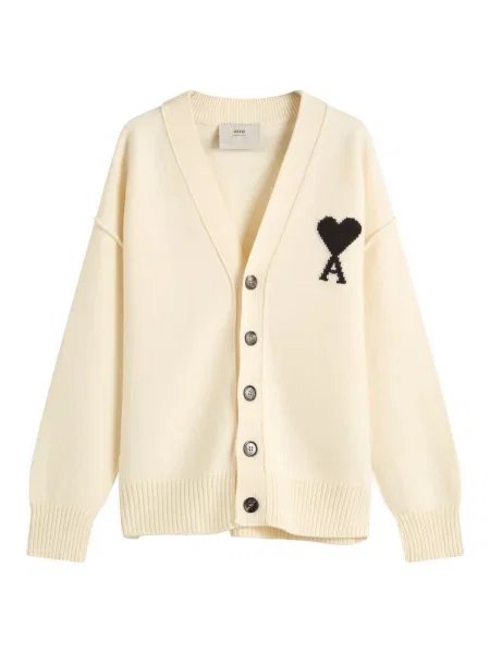 Sweter Ami Paris wełniany beżowy