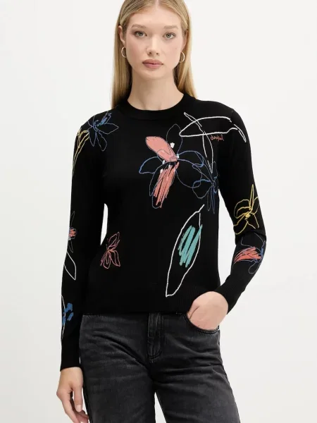 Pulover Desigual cu mâneci lungi lung negru