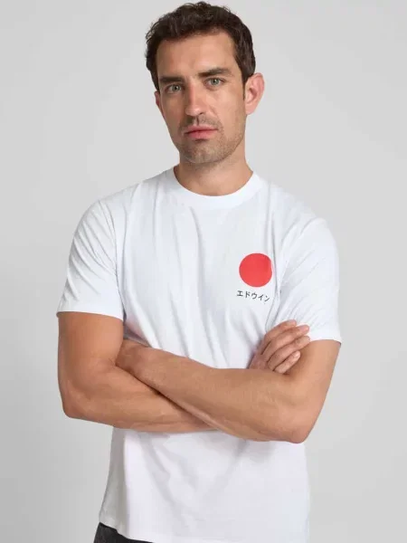 T-shirt z nadrukiem z motywem model ‘JAPANESE SUN’ Edwin biała