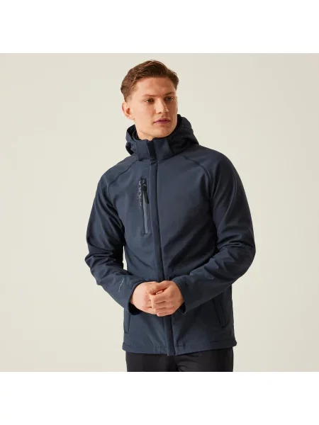 Kurtka z kapturem z podszewką softshell z odstraszaczem niebieska