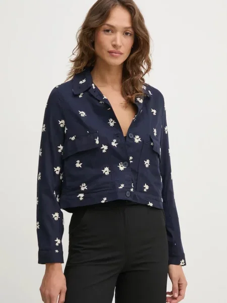 Pepe Jeans geacă din amestec de in GEORGINA marin de tranzitie albastru